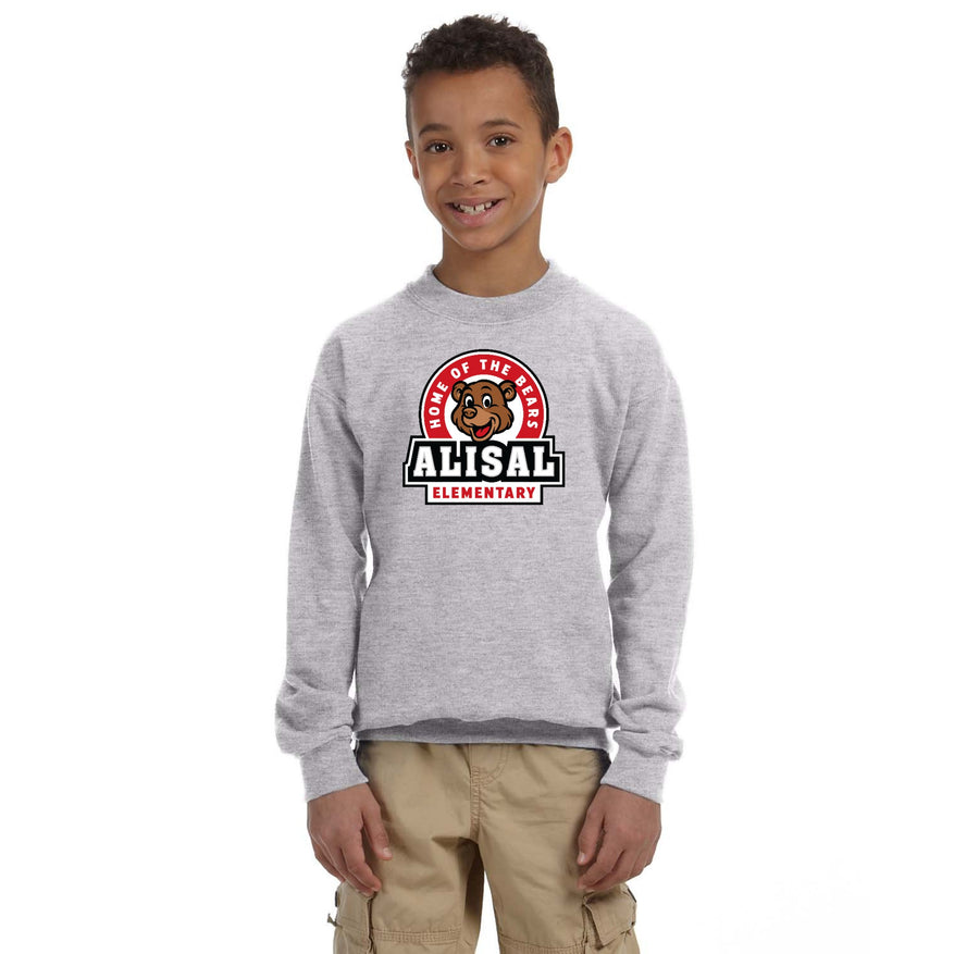 Alisal Elementary Spirit Wear 2024/25 - On Demand-Youth Unisex Crewneck Sweatshirt Bear Logo