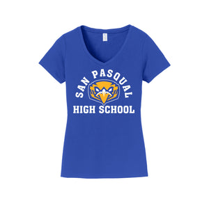 San Pasqual High School-Womens Fan Favorite V-Neck Tee On-Demand Curve Logo