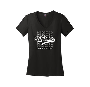 EP Rayzor-District Womens Perfect Weight V-Neck Tee On-Demand Wolves Repeating