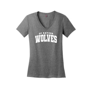 EP Rayzor-District Womens Perfect Weight V-Neck Tee On-Demand Wolves Text Logo