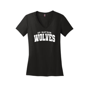 EP Rayzor-District Womens Perfect Weight V-Neck Tee On-Demand Wolves Text Logo