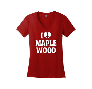 Maplewood Elementary Spirit Wear 2023-24 On-Demand-District Womens Perfect Weight V-Neck Tee I love Design