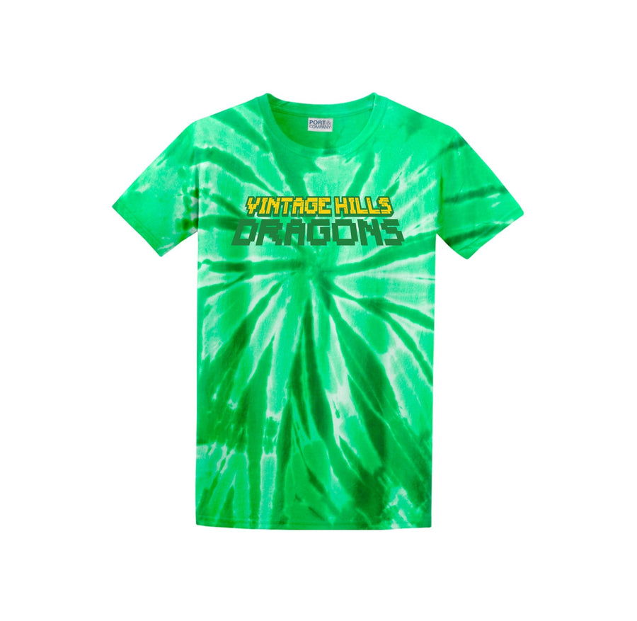 Vintage Hills Spirit Wear 2024-25 On Demand Store-Adult Unisex Tie-Dye Shirt Typographic Design