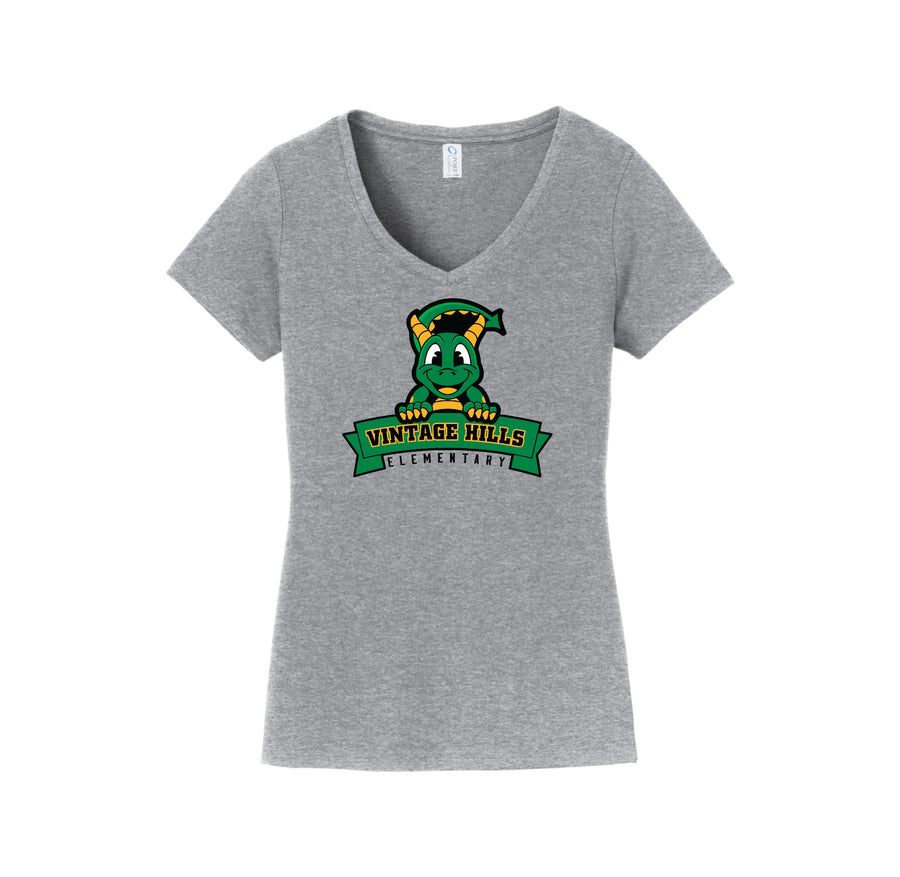 Vintage Hills Spirit Wear 2024-25 On Demand Store-Womens Fan Favorite V-Neck Tee Dragon Design