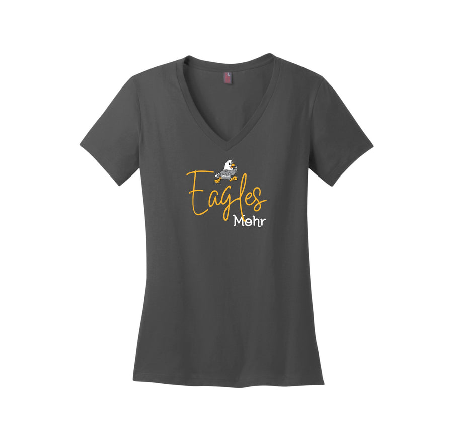 Mohr-District Womens Perfect Weight V-Neck Tee On-Demand Cursive Font