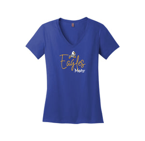 Mohr-District Womens Perfect Weight V-Neck Tee On-Demand Cursive Font