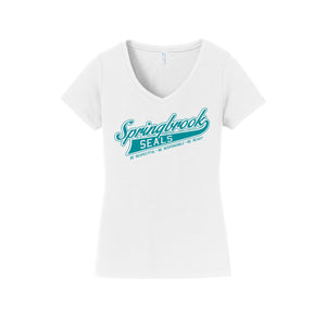 Springbrook Elementary Spirit Wear 2024-25 On Demand Store-Womens Fan Favorite V-Neck Tee On-Demand Wordmark Logo