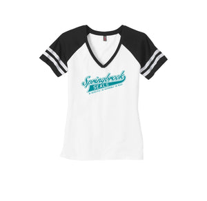 Springbrook Elementary Spirit Wear 2024-25 On Demand Store-Womens Premium Game V-Neck Tee On-Deman Wordmark Logo