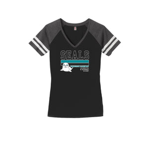 Springbrook Elementary Spirit Wear 2024-25 On Demand Store-Women's Premium Game V-Neck Tee On-Demand_Stripe Logo