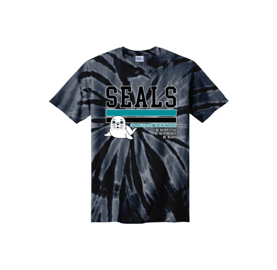 Springbrook Elementary Spirit Wear 2024-25 On Demand Store-Youth Unisex Tie-Dye Shirt On-Demand_Stripe Logo