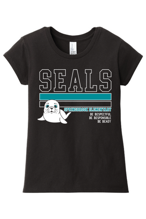 Springbrook Elementary Spirit Wear 2024-25 On Demand Store-Girls Youth Premium Tee On-Demand_Stripe Logo