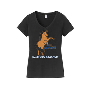 Valley View Elementary Spirit Wear 2024/25 On - Demand Store-Womens Fan Favorite V-Neck Tee School Wide Logo