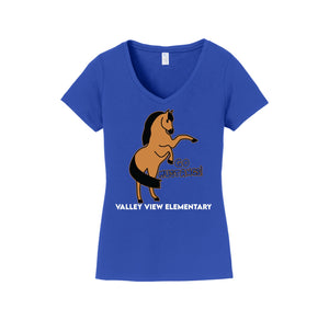 Valley View Elementary Spirit Wear 2024/25 On - Demand Store-Womens Fan Favorite V-Neck Tee School Wide Logo