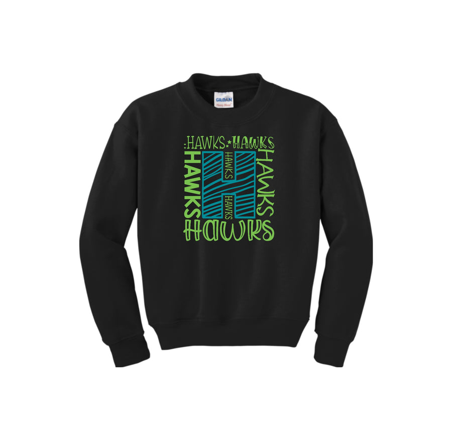 HARES STUDENT-Youth Unisex Crewneck Sweatshirt On-Demand H Logo