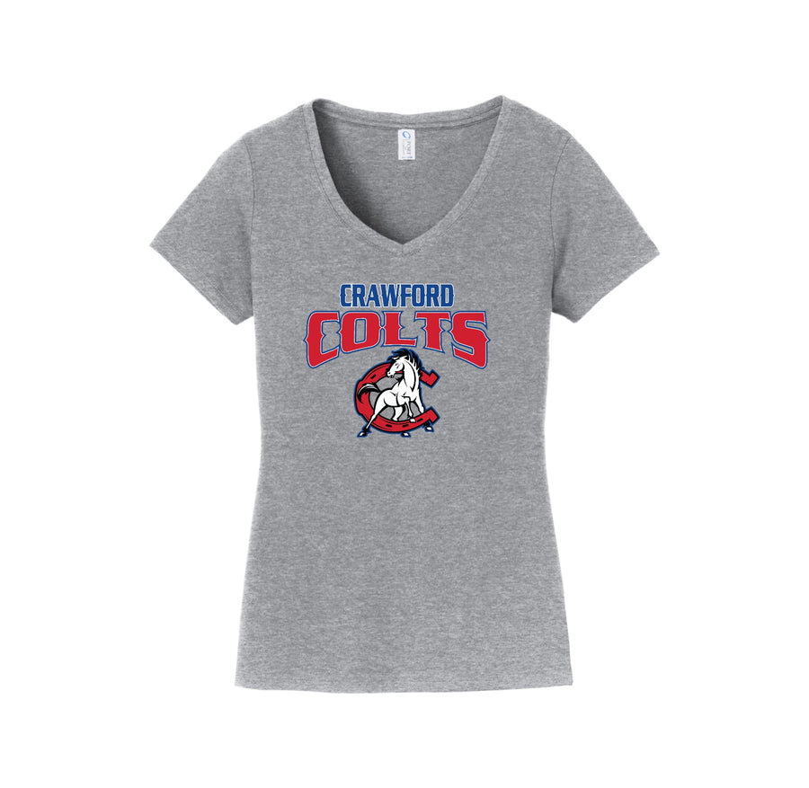 Crawford High School PE Uniforms 2024-25 On-Demand store-Womens Fan Favorite V-Neck Tee On-Demand_1