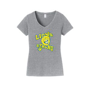 Lincoln Lion Elementary Spirit Wear 2024-25 On-Demand-Womens Fan Favorite V-Neck Tee On-Demand Lion Strong