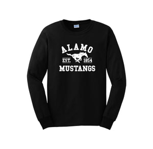 Alamo STUDENT-Adult Unisex Long Sleeve Tee On-Demand White Logo