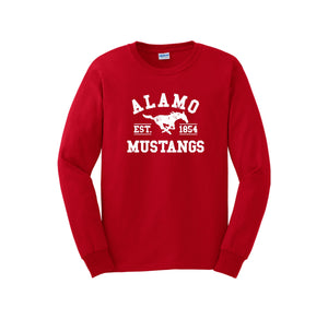 Alamo STUDENT-Adult Unisex Long Sleeve Tee On-Demand White Logo