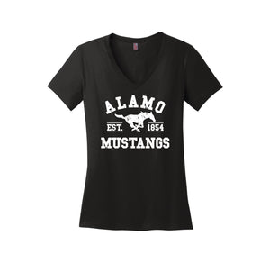 Alamo STUDENT-District Womens Perfect Weight V-Neck Tee On-Demand White Logo