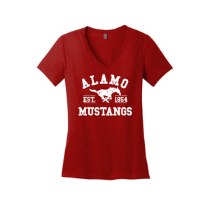 Alamo STUDENT-District Womens Perfect Weight V-Neck Tee On-Demand White Logo