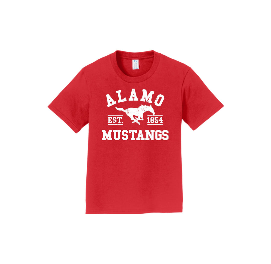 Alamo Mustangs STUDENT Spirit Wear Store 2024-25 On-Demand-Youth Unisex Fan Favorite Premium Tee On-Demand White Logo