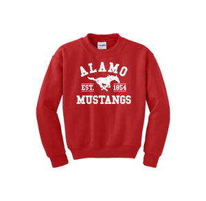 Alamo STUDENT-Youth Unisex Crewneck Sweatshirt On-Demand White Logo