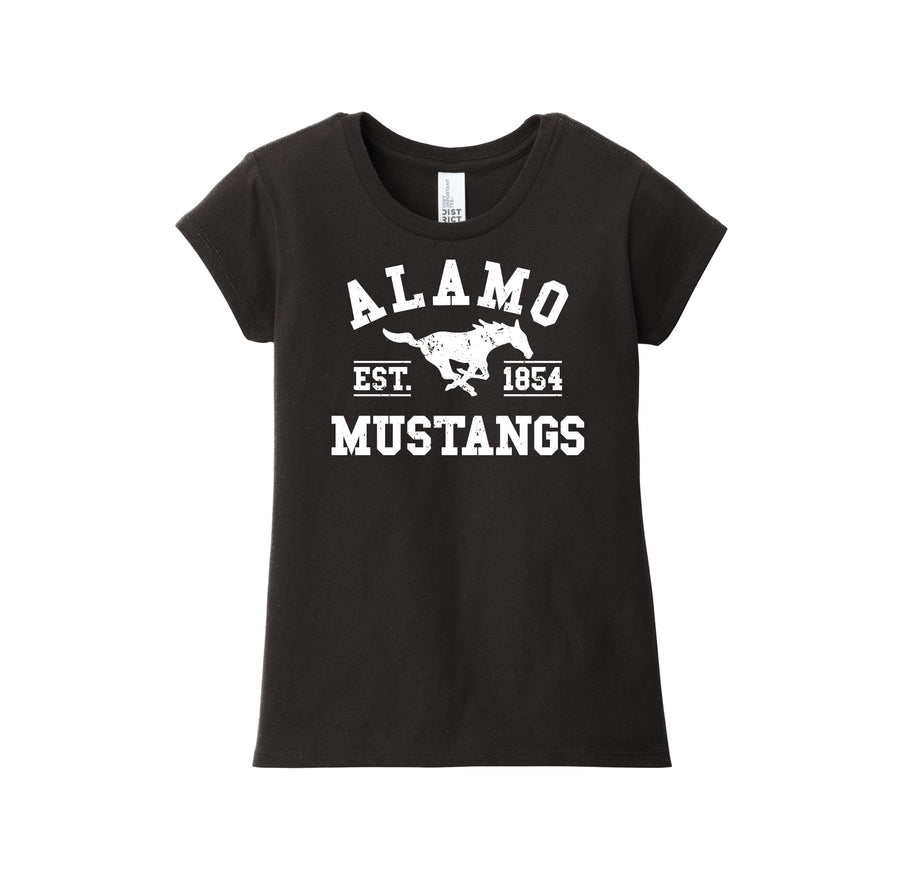 Alamo STUDENT-Girls Youth Premium Tee On-Demand White Logo