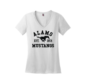 Alamo STUDENT-District Womens Perfect Weight V-Neck Tee On-Demand Black Logo