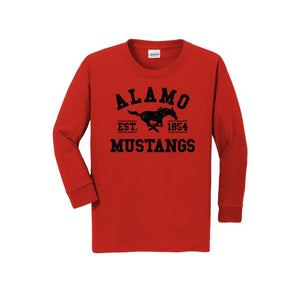 Alamo STUDENT-Youth Unisex Long Sleeve Tee On-Demand Black Logo