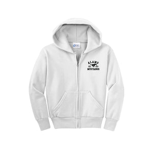 Alamo STUDENT-Youth Unisex Full-Zip Hooded Sweatshirt On-Demand Black Logo