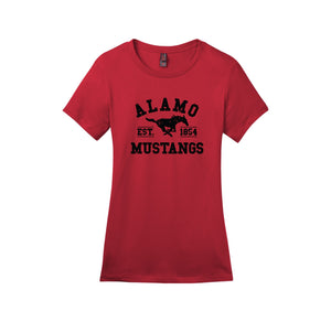 Alamo Mustangs Teacher Store-Womens Premium Tee On-Demand Black Logo