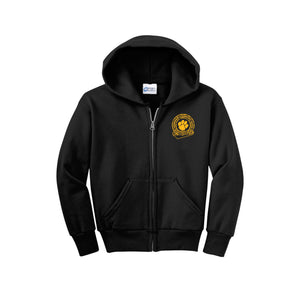 Crossroads Elm-Youth Unisex Full-Zip Hooded Sweatshirt On-Demand Circle Logo