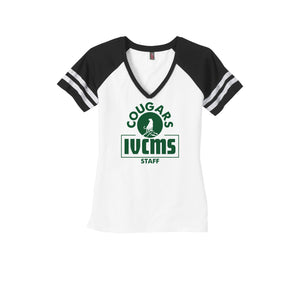 Itliong-Vera Cruz Middle School STAFF Store-Womens Premium Game V-Neck Tee On-Demand