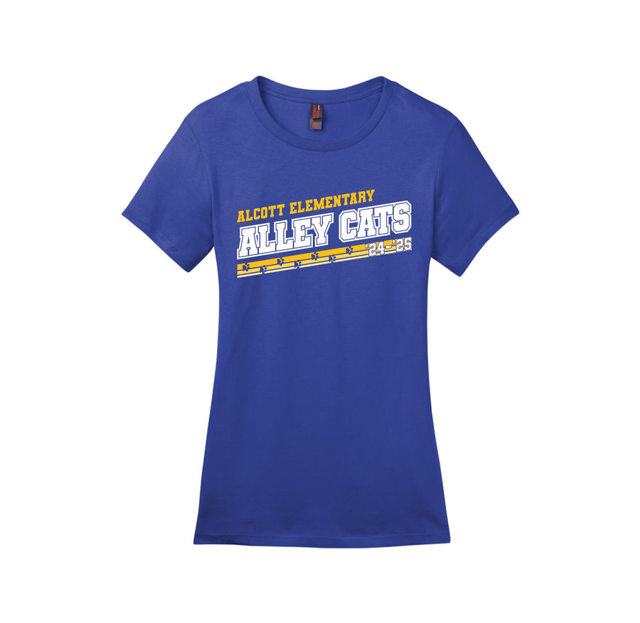 Alcott Elementary-Womens Premium Tee On-Demand Alley Stripe Logo