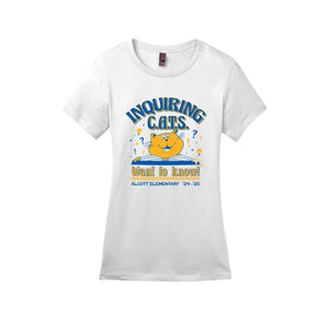 Alcott Elementary-Womens Premium Tee On-Demand Inquiring Cat Logo