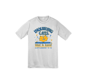 Alcott Elementary-Youth Unisex Dri-Fit Shirt On-Demand Inquiring Cat Logo