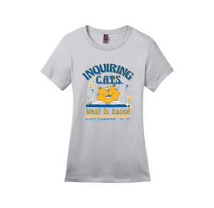 Alcott Elementary-Womens Premium Tee On-Demand Inquiring Cat Logo