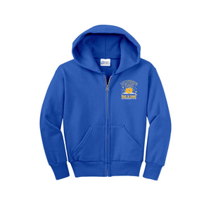 Alcott Elementary Spirit Wear 2024-25 On-Demand-Youth Unisex Full-Zip Hooded Sweatshirt On-Demand Inquiring Cat Logo