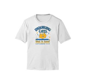 Alcott Elementary-Adult Unisex Dri-Fit Shirt On-Demand Inquiring Cat Logo