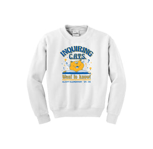 Alcott Elementary-Youth Unisex Crewneck Sweatshirt On-Demand Inquiring Cat Logo