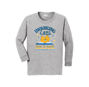 Alcott Elementary-Youth Unisex Long Sleeve Tee On-Demand Inquiring Cat Logo