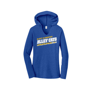 Alcott Elementary Spirit Wear 2024-25 On-Demand-Womens Premium Perfect Tri Long Sleeve Hoodie On-Demand Alley Stripe Logo