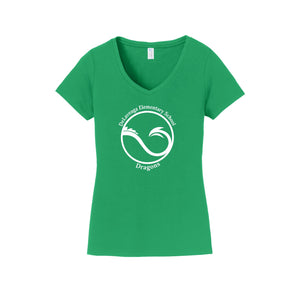 Delaveaga Elementary-Womens Fan Favorite V-Neck Tee On-Demand Circle