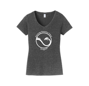 Delaveaga Elementary-Womens Fan Favorite V-Neck Tee On-Demand Circle