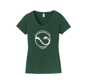 Delaveaga Elementary-Womens Fan Favorite V-Neck Tee On-Demand Circle