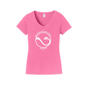 Delaveaga Elementary-Womens Fan Favorite V-Neck Tee On-Demand Circle