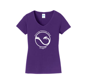 Delaveaga Elementary-Womens Fan Favorite V-Neck Tee On-Demand Circle