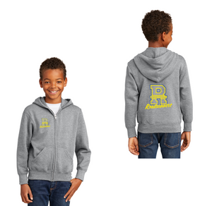 Rosedell-Youth Unisex Full-Zip Hooded Sweatshirt Front & Back R