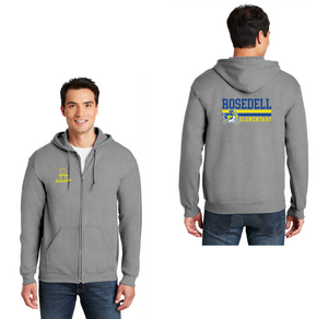 Rosedell-Adult Unisex Full-Zip Hooded Sweatshirt Front & Back Stripe