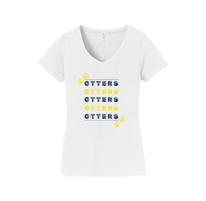 Creekside Elementary (Franklin TN) Spirit Wear-Womens Fan Favorite V-Neck Tee On-Demand Repeating Otter